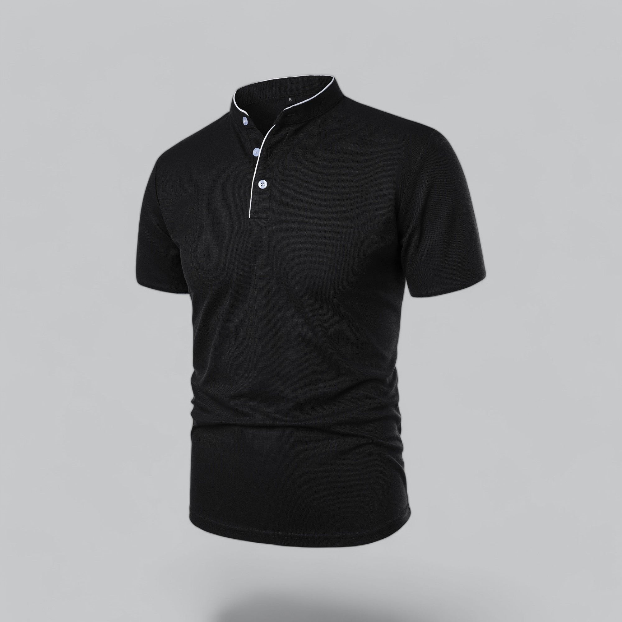 Men's Regular-Fit Short-Sleeve Mandarin Collar Cotton Polo Shirt