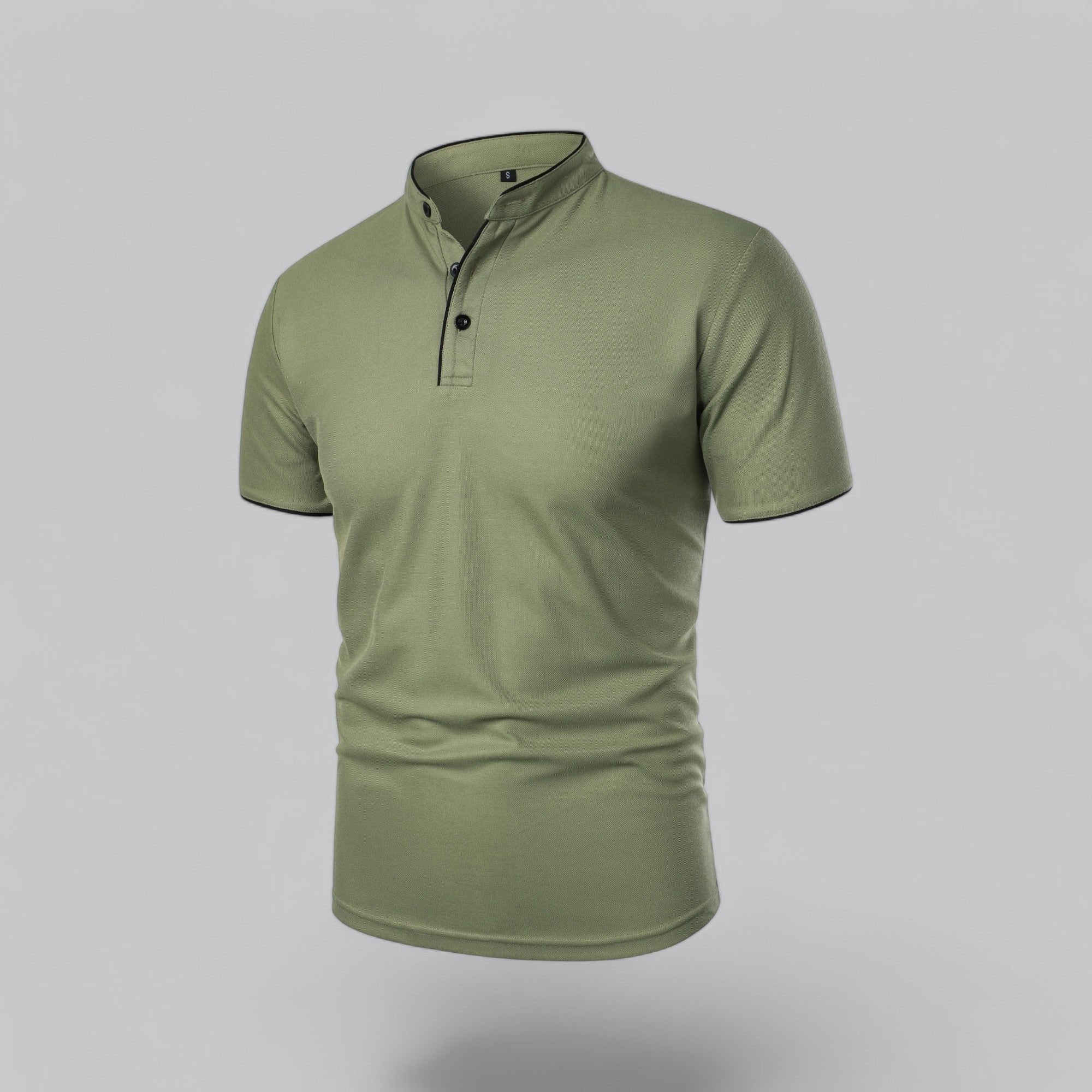 Men's Regular-Fit Short-Sleeve Mandarin Collar Cotton Polo Shirt
