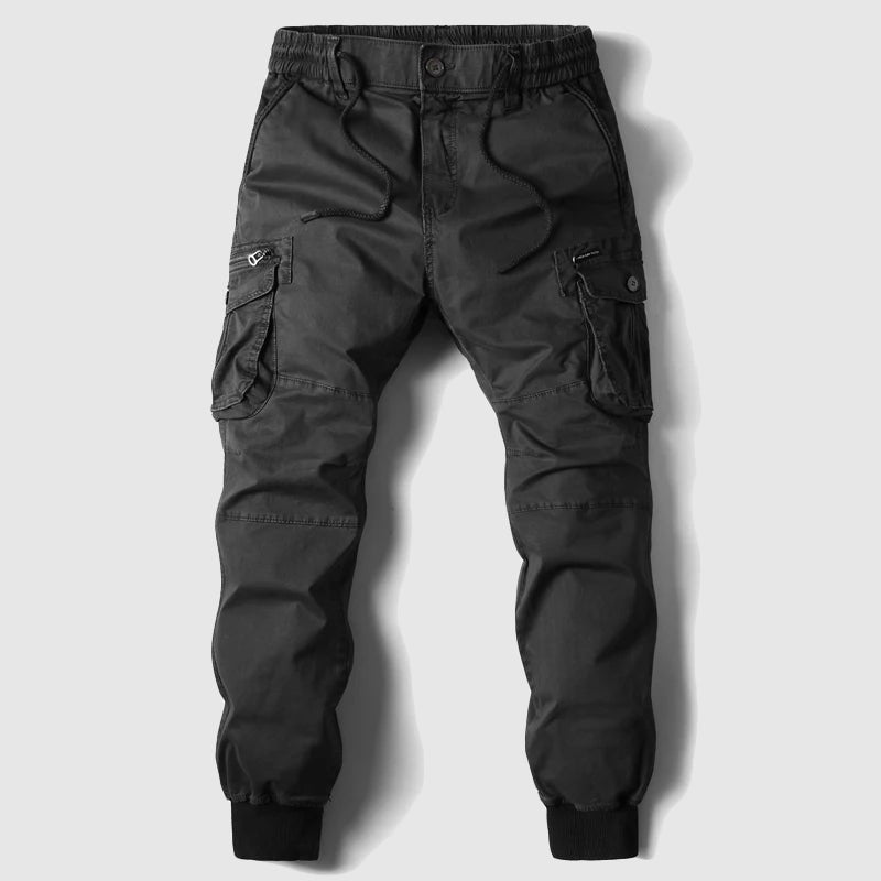 Men's Relaxed-Fit Multi-Pocket Cargo Jogger Trousers - Black