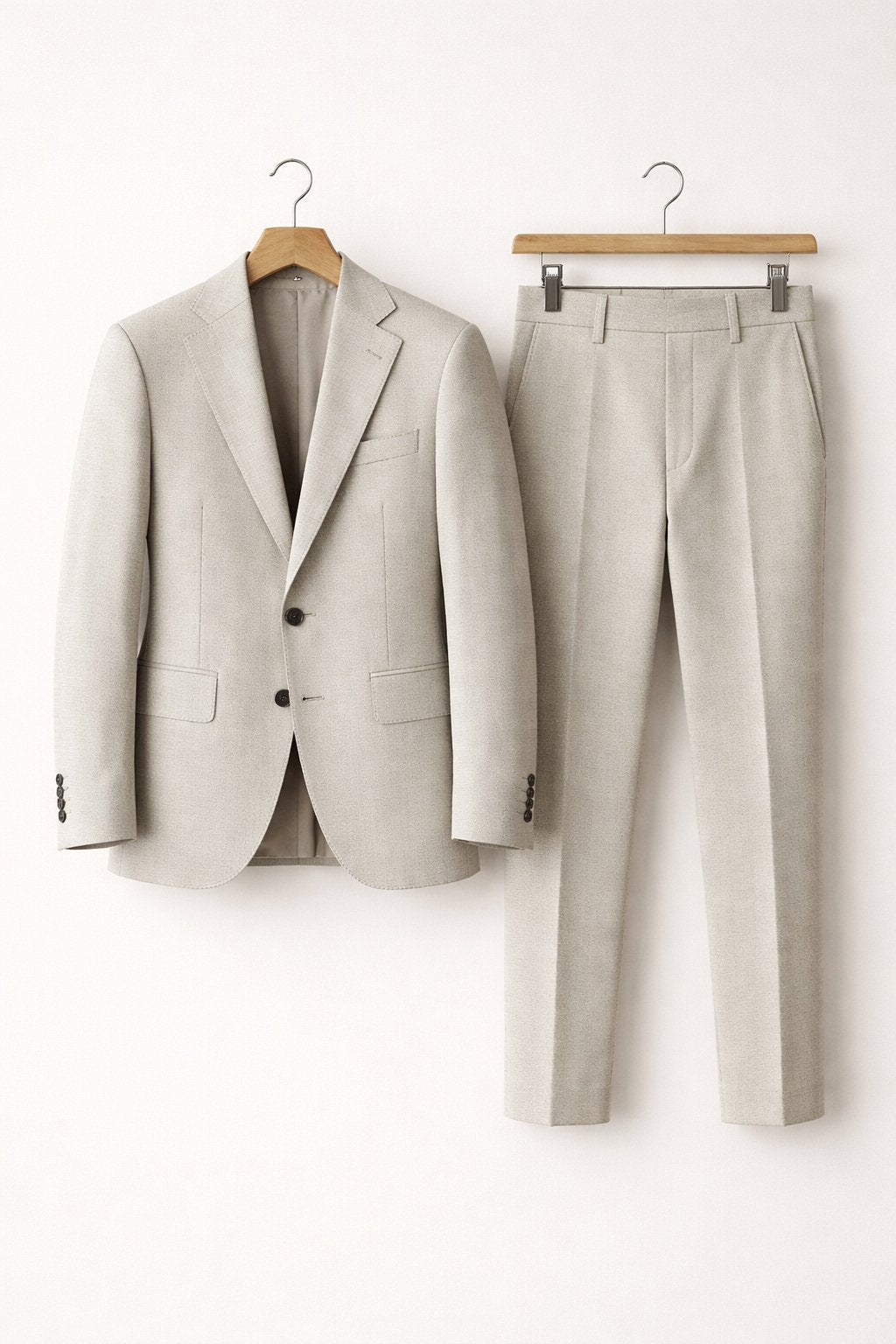 Men's Slim-Fit Two-Piece Nylon Blend Formal Suit - Light Grey