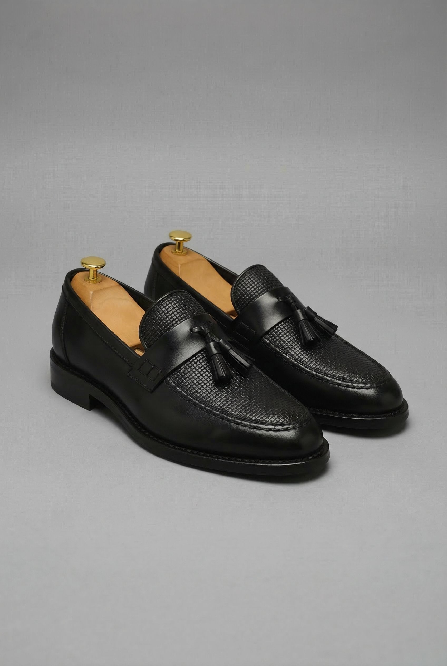 Men's Woven Leather Tassel Slip-On Loafers