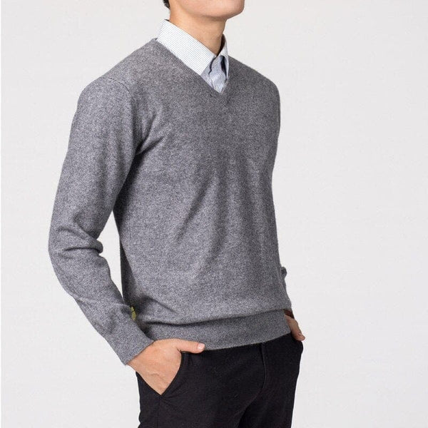 Men’s Classic V-Neck Pullover Sweater - Casual Knitwear