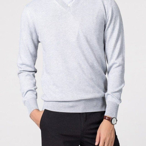 Men’s Classic V-Neck Pullover Sweater - Casual Knitwear
