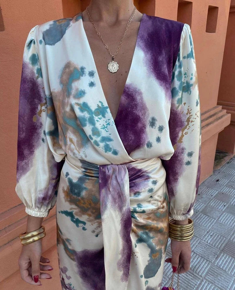 Quinn - Elegant Tie Dye Midi Dress