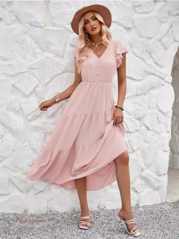 Amaria - Flutter-Tiered Midi Dress