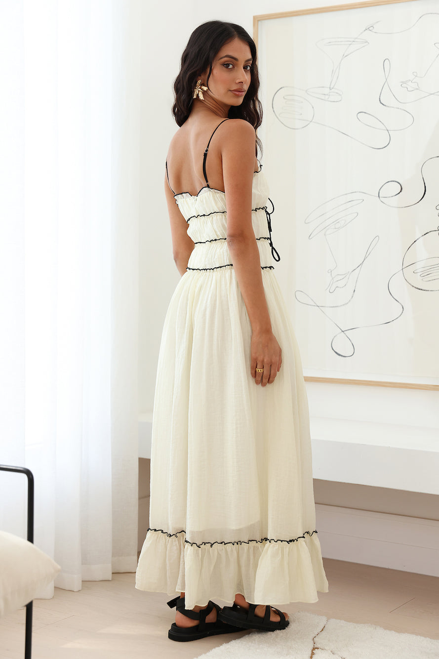 Elidi - Ruched Tie-Front Maxi Sundress