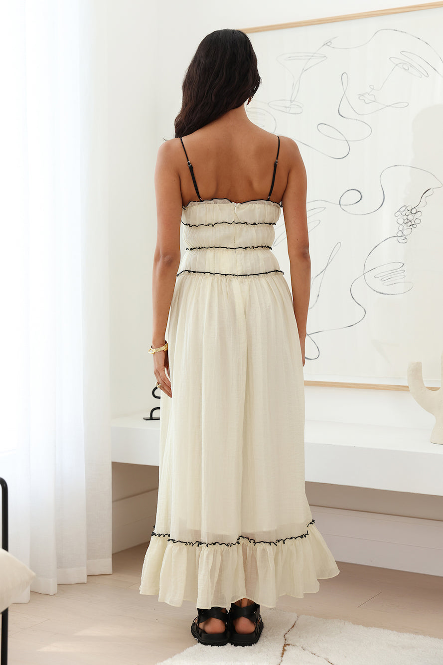 Elidi - Ruched Tie-Front Maxi Sundress