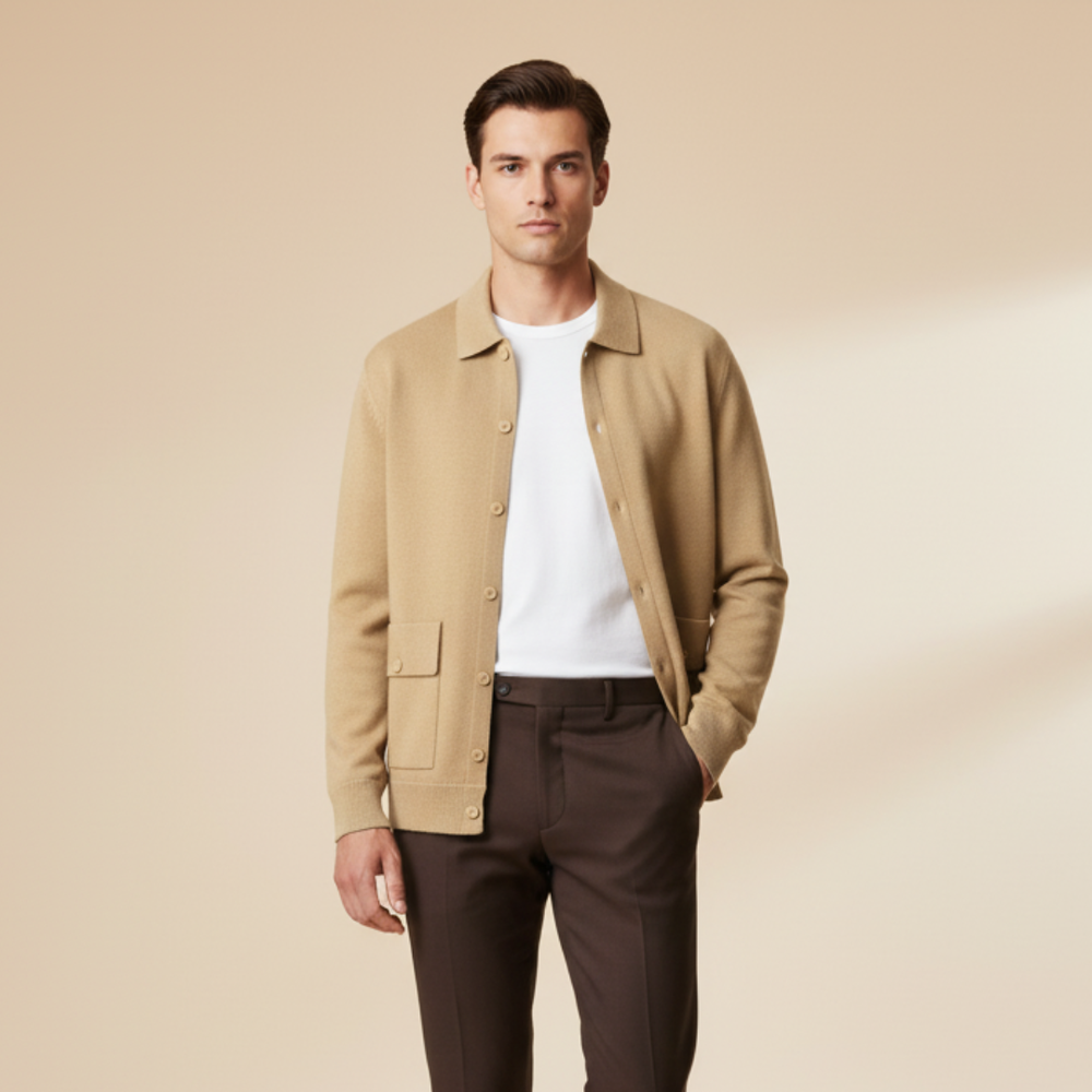 Men’s Button-Up Knit Cardigan – Smart Casual Lightweight Sweater