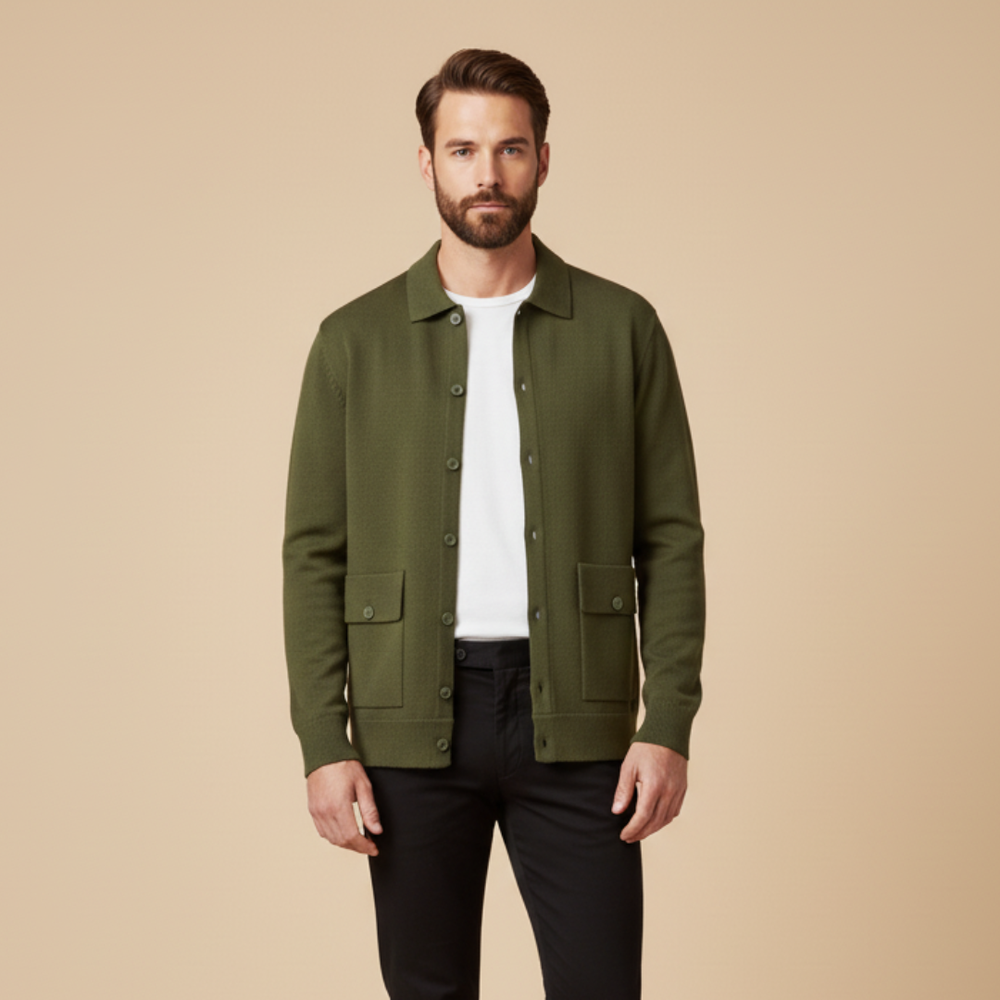 Men’s Button-Up Knit Cardigan – Smart Casual Lightweight Sweater