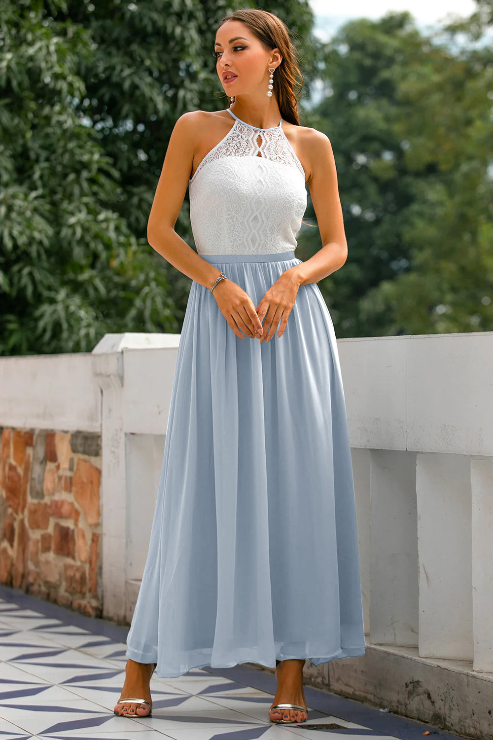 Women's Halter Maxi Wedding Guest Dress