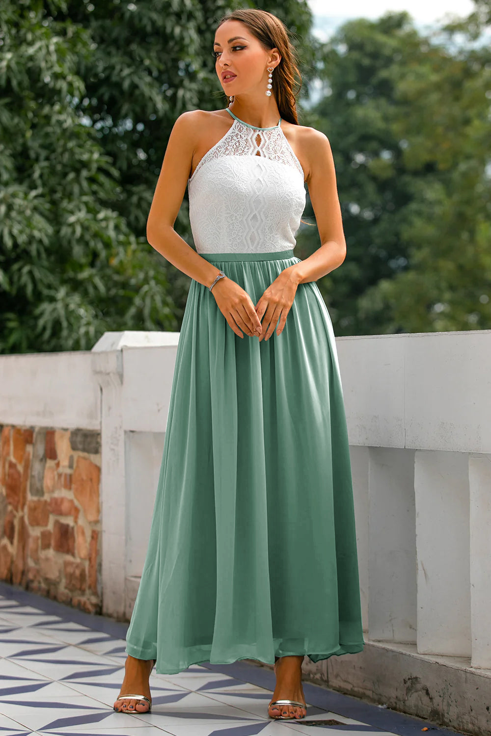Women's Halter Maxi Wedding Guest Dress