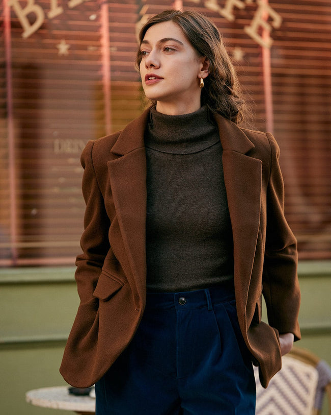 Single-Breasted Tailored Blazer - Classic Lapel Jacket