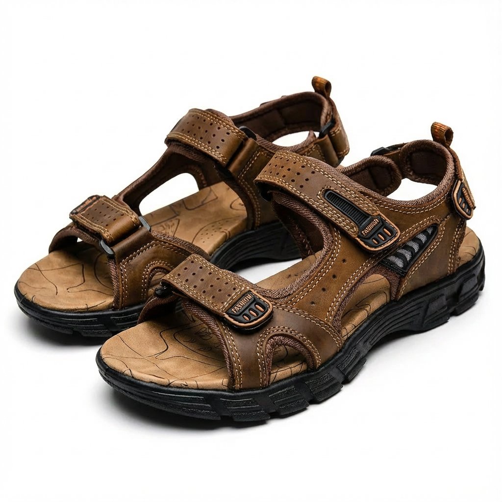 Unisex Velcro-Strap Outdoor Trekking Sandals Grip Sole - Marrón