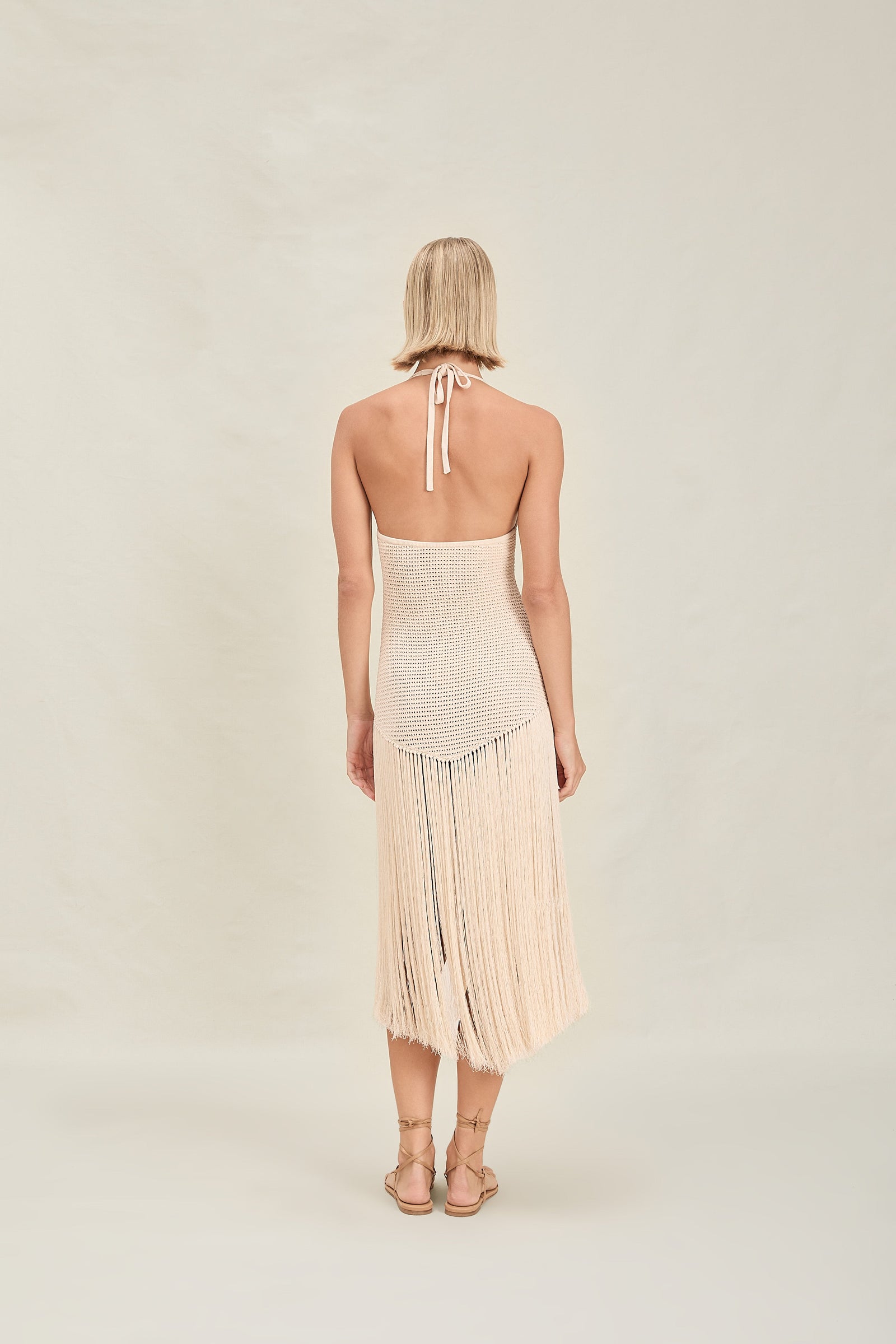 Aluna - Fringe Knit Halter Dress