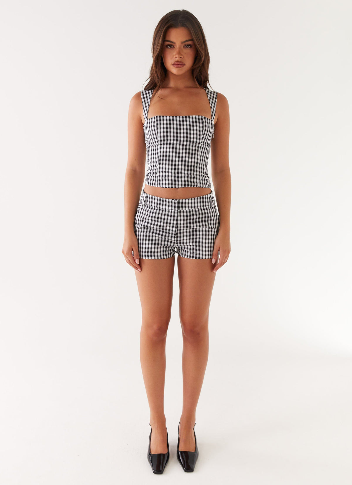 Lira - Gingham Lace-Up Back Set