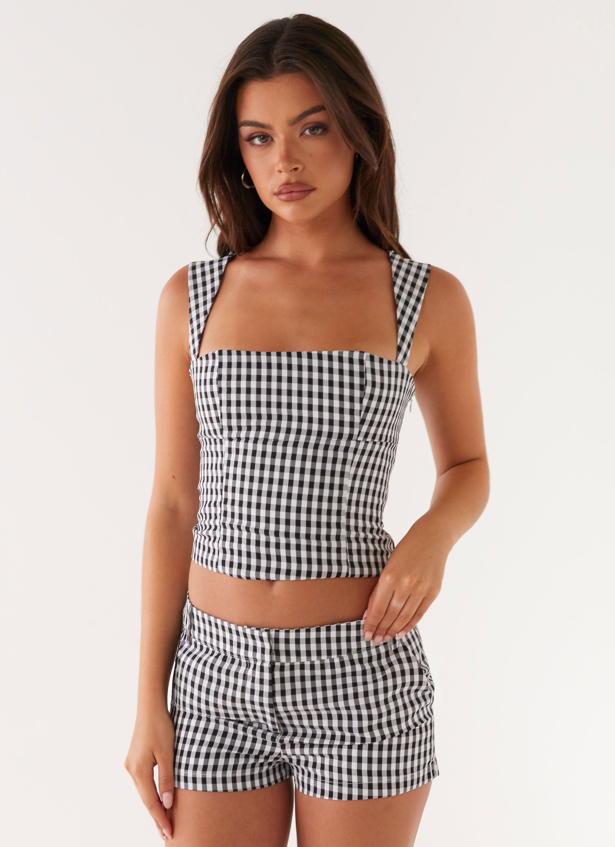 Lira - Gingham Lace-Up Back Set