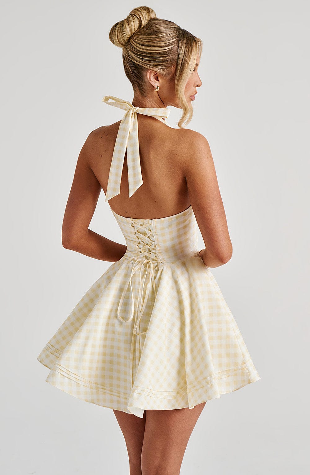 Marisol - Lemon Gingham Halter Dress