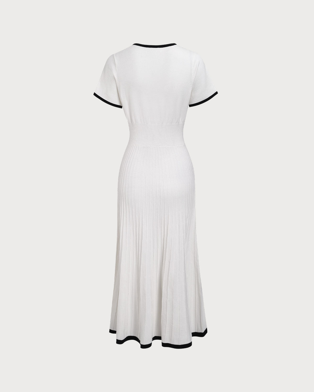 Women's Pleated Midi Dress - Button Front V-Neck Fit Flare