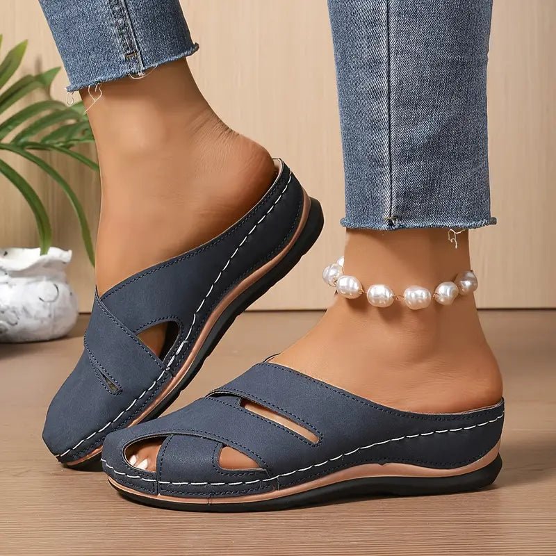 Women's Cushioned Slip-On Open-Toe Comfort Mule Sandals