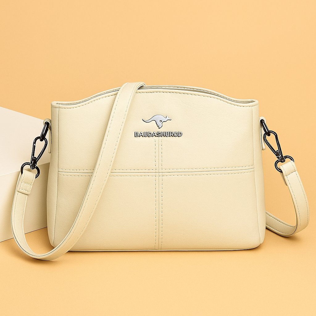 Women's Faux Leather Structured Crossbody Shoulder Bag - White