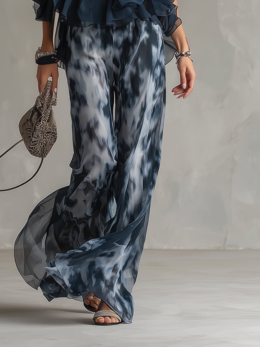 Women's Halter Neck Wide-Leg Printed Two-Piece Co-ord Set