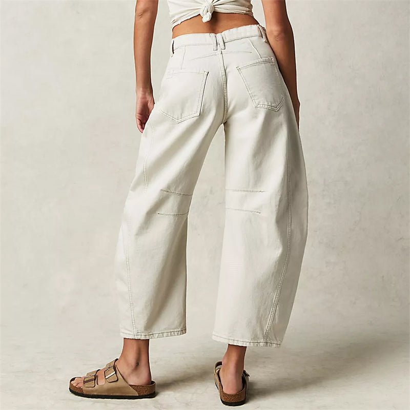 Women's High-Rise Barrel-Leg Acid-Wash Wide-Fit Jeans