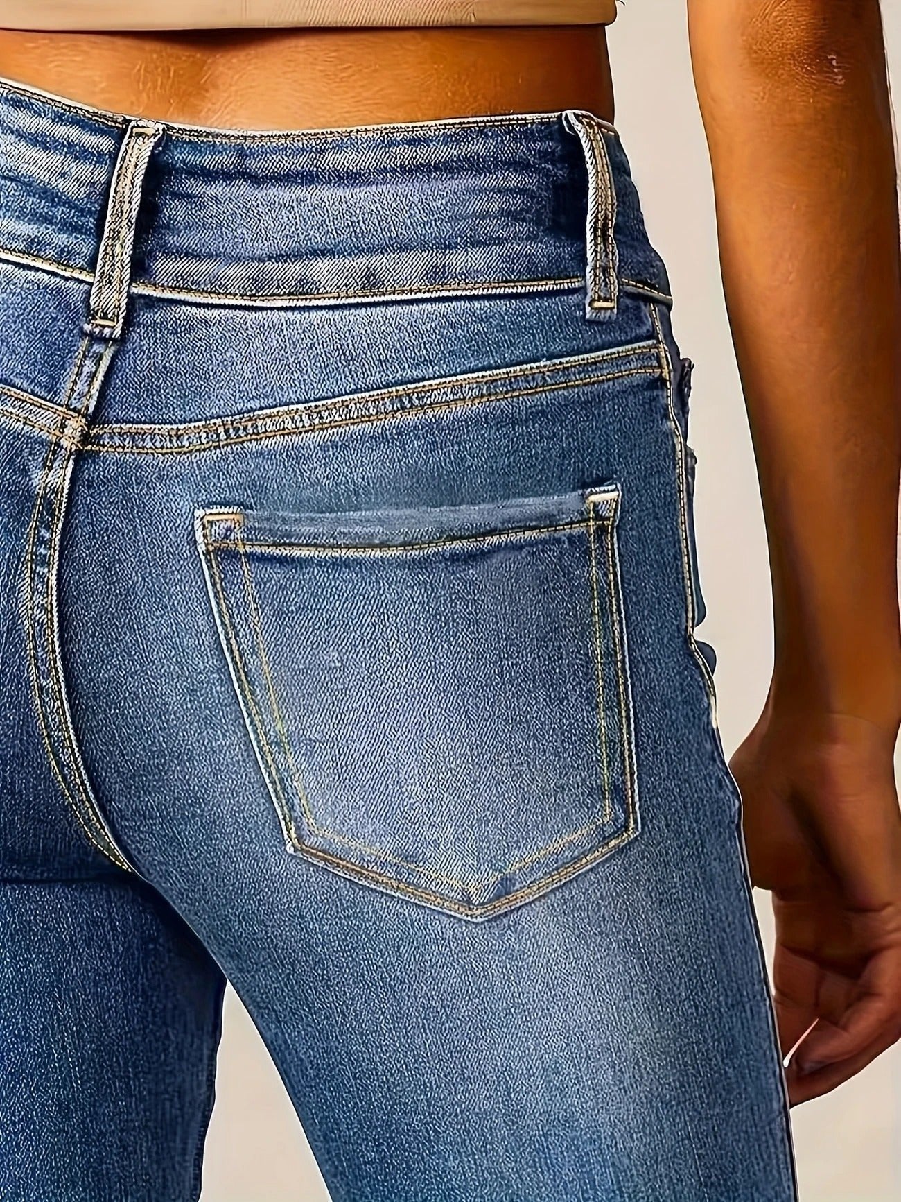 Women's High-Waist Sculpted Flare Jeans Full Length Denim