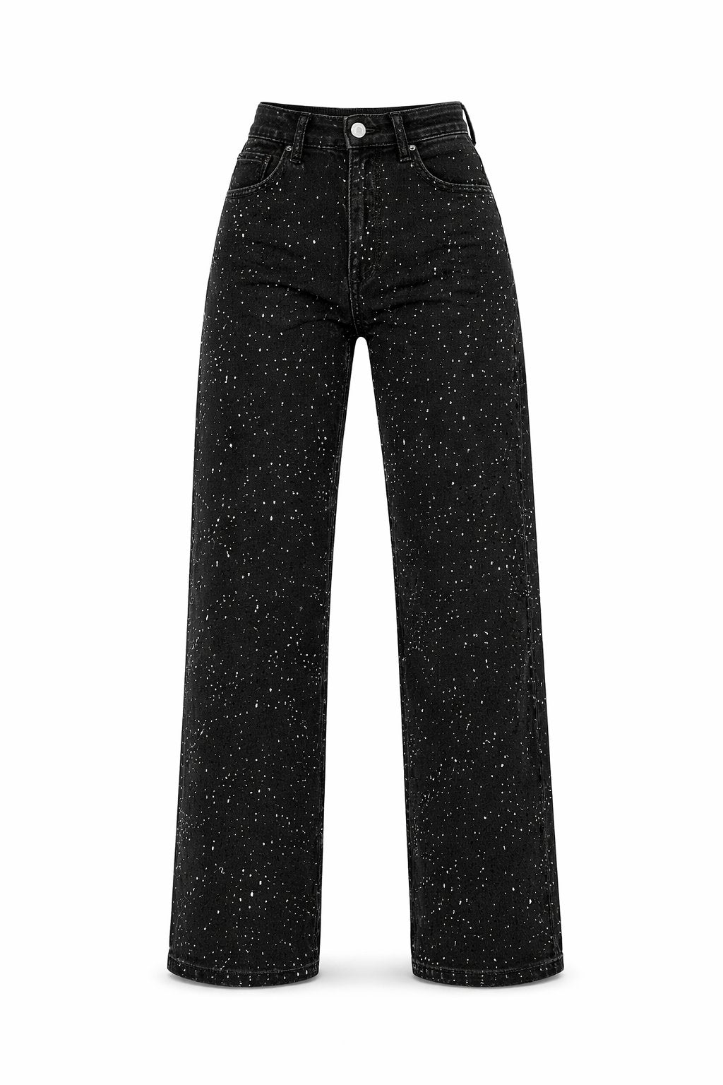 Women's High-Waist Straight-Leg Glitter Denim Jeans