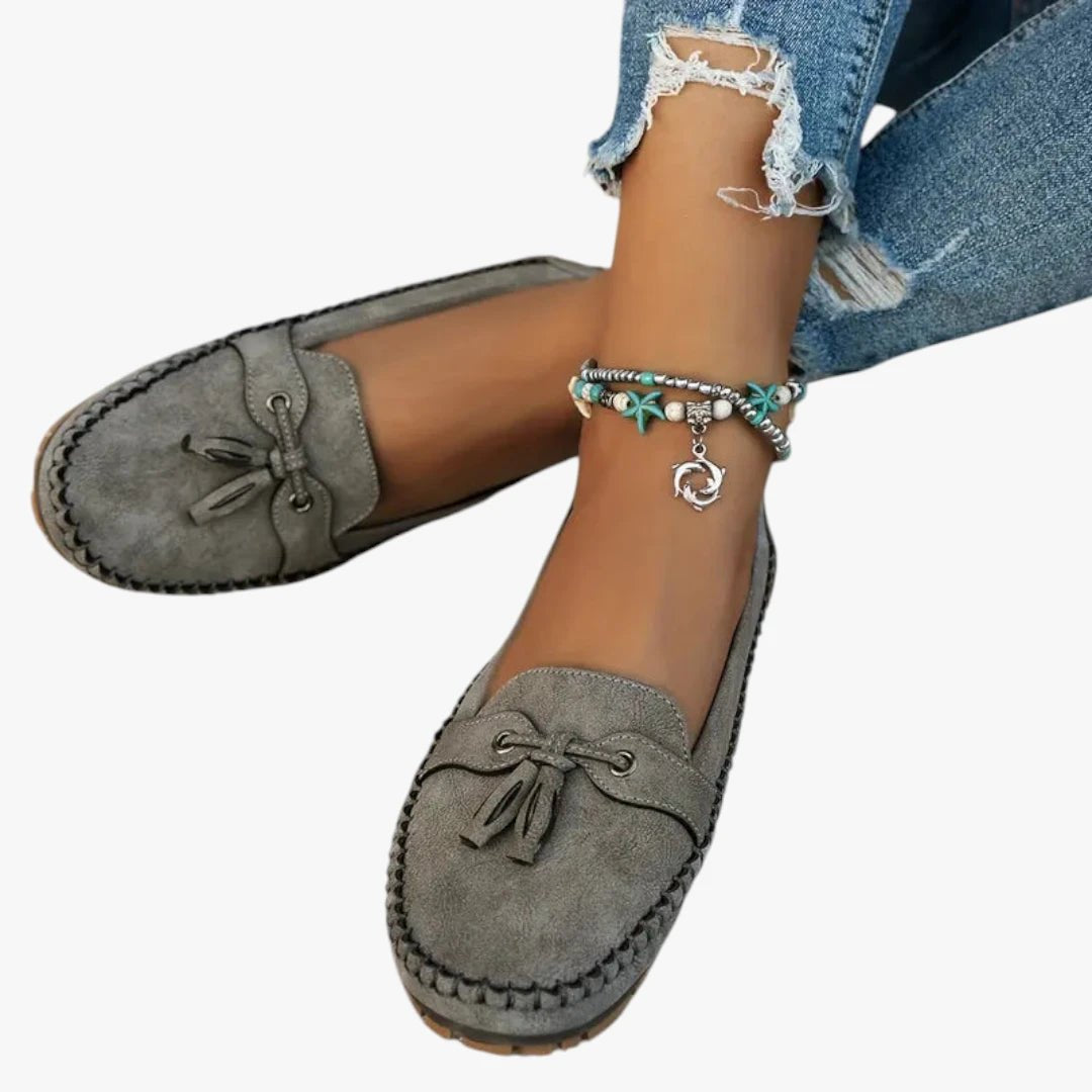 Women's Lightweight Tassel Slip-On Suede Loafers - Grå