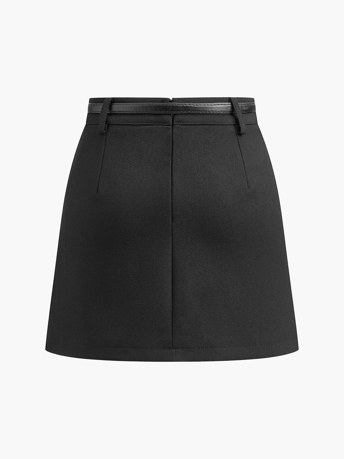 Women's Mid-Rise Belted Structured Mini Skirt