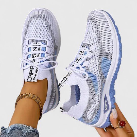 Women's Orthopedic Arch-Support Breathable Mesh Lace-Up Trainers - Blue