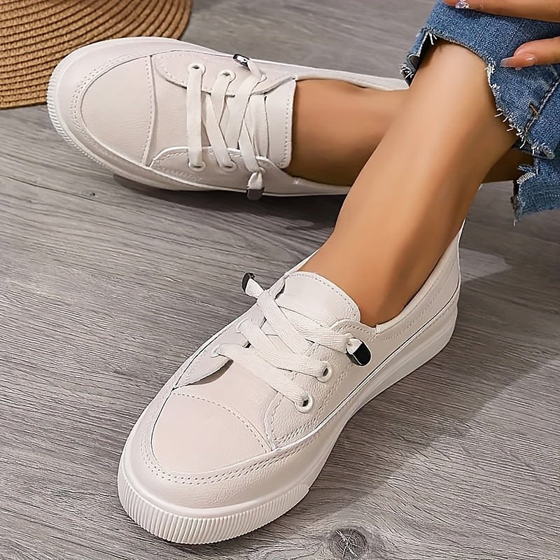 Women's Orthopedic Arch-Support Lace-Up Casual Trainers - Beige