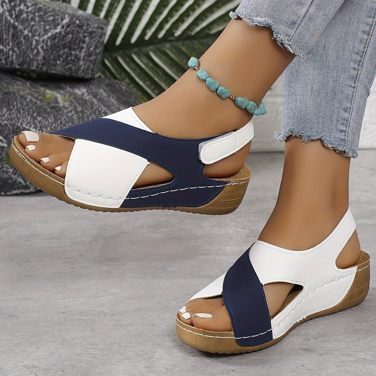Women's Orthopedic Crossover-Strap Wedge Sandals - Blue (Almost Sold Out!)