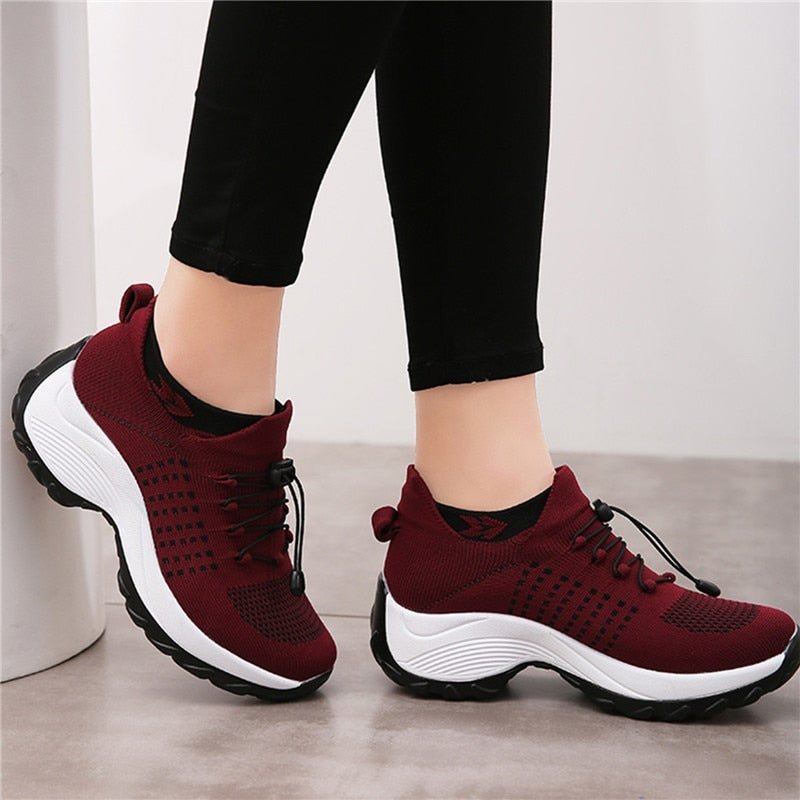 Women's Orthopedic Memory-Foam Lace-Up Platform Trainers