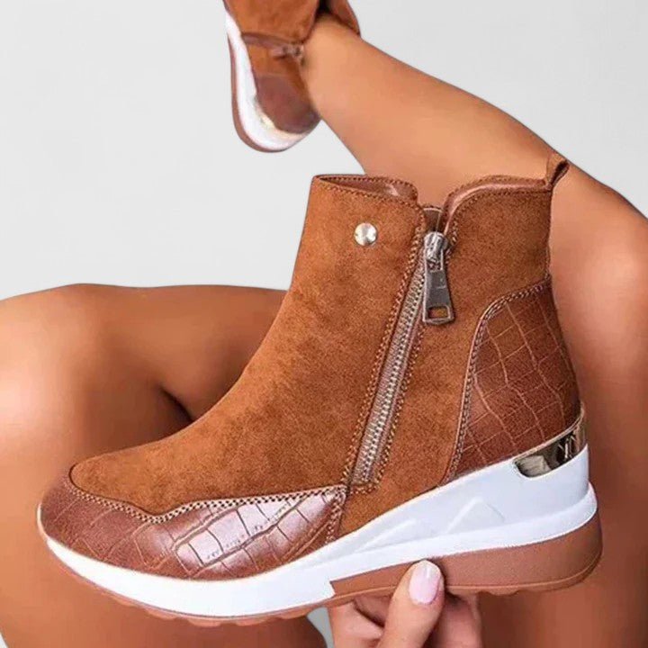 Women's Orthopedic Wedge-Sole Zip-Up Ankle Boots