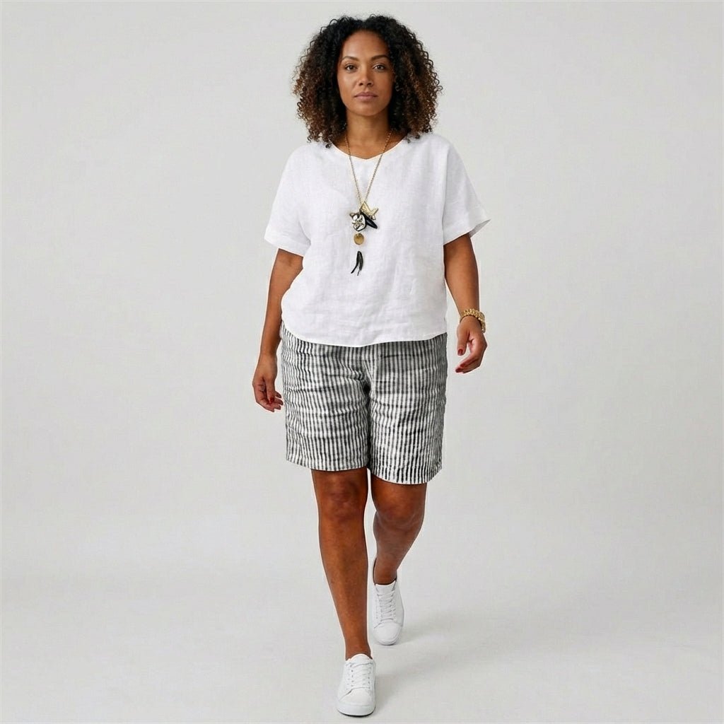 Women's Relaxed-Fit Striped Elastic-Waist Casual Summer Shorts