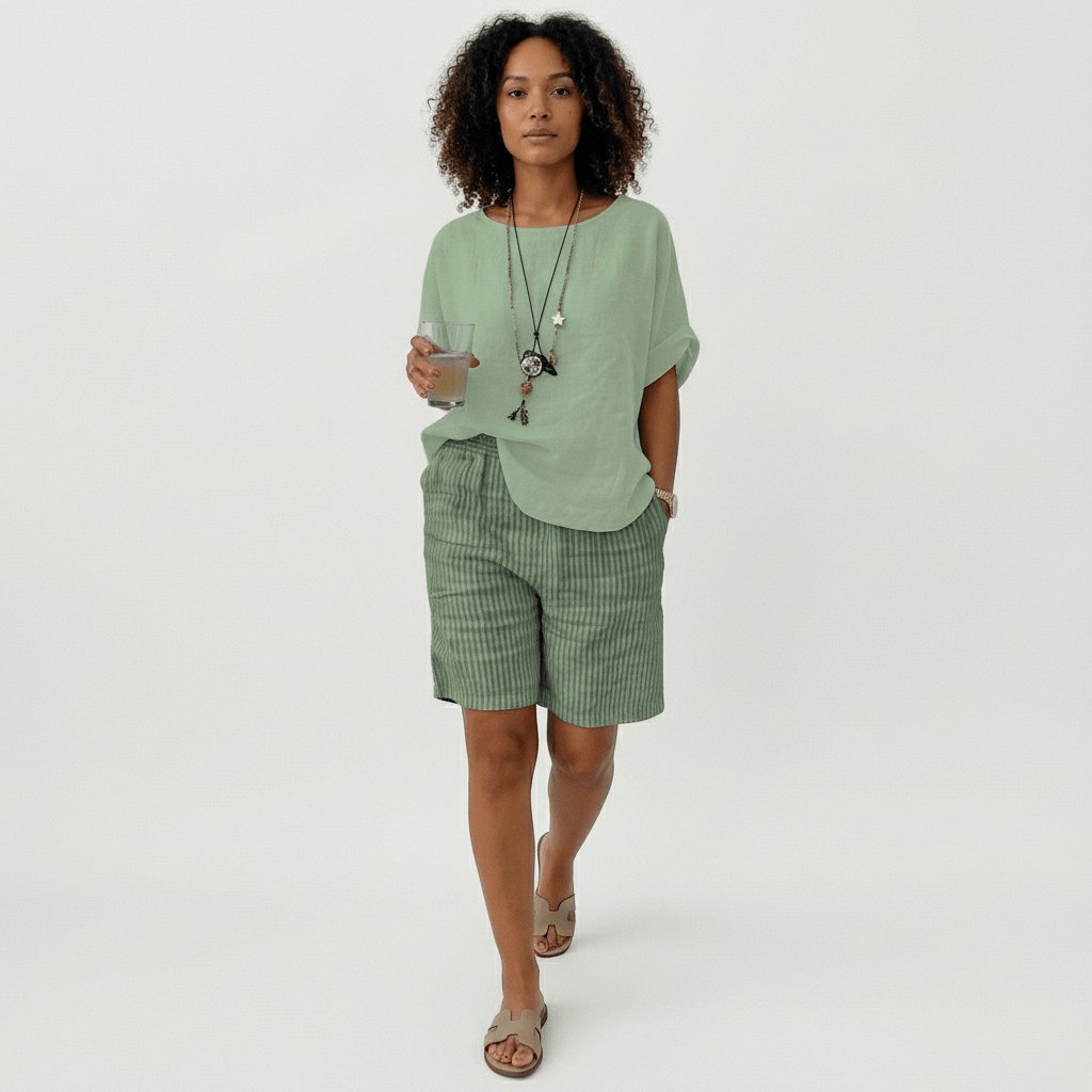 Women's Relaxed-Fit Striped Elastic-Waist Casual Summer Shorts