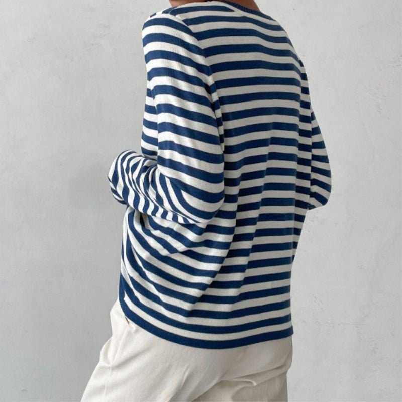 Women's Relaxed-Fit Striped Long-Sleeve Knit Jumper Top