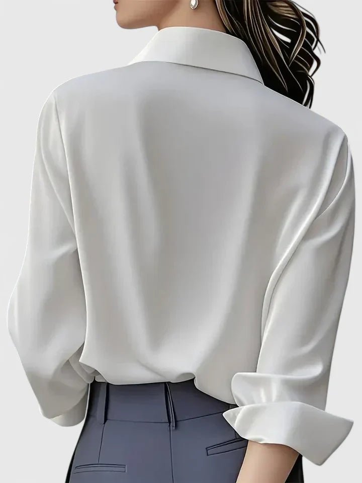 Women's Satin-Finish Concealed Placket Long-Sleeve Button-Down Shirt