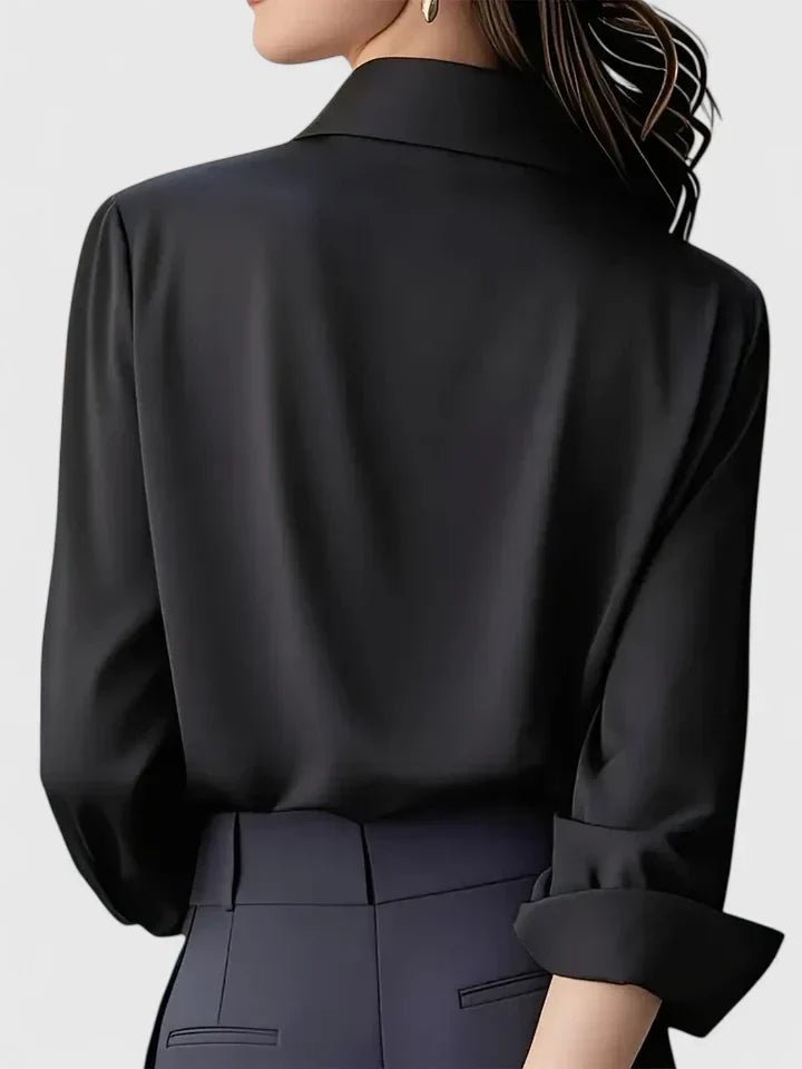Women's Satin-Finish Concealed Placket Long-Sleeve Button-Down Shirt