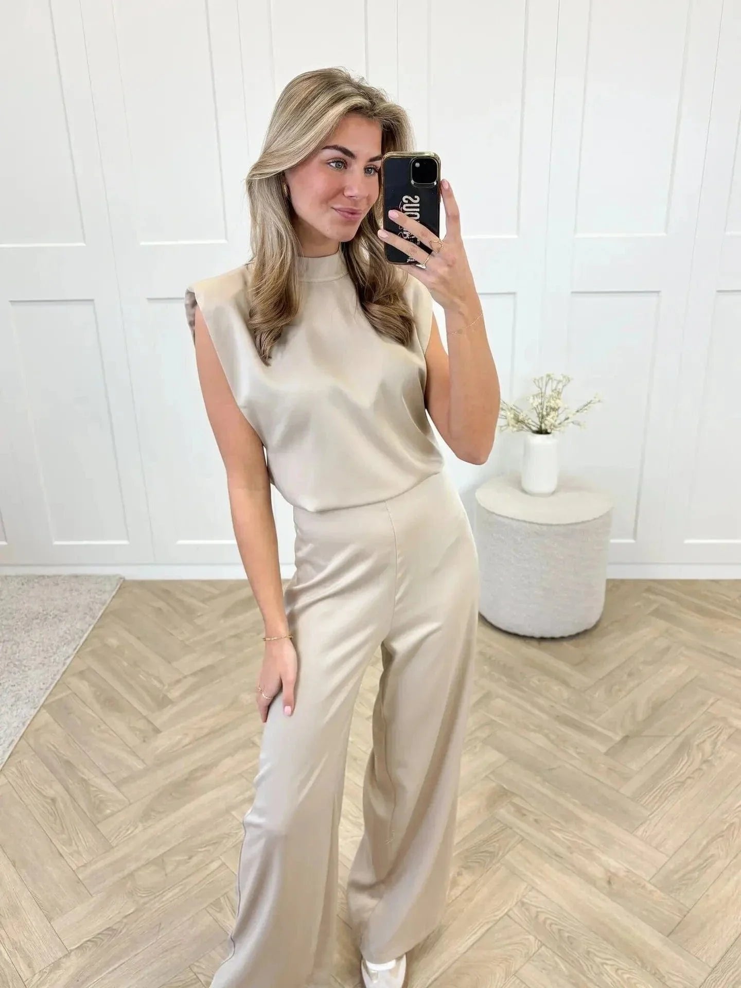 Women's Satin Wide-Leg Sleeveless High-Waist Jumpsuit