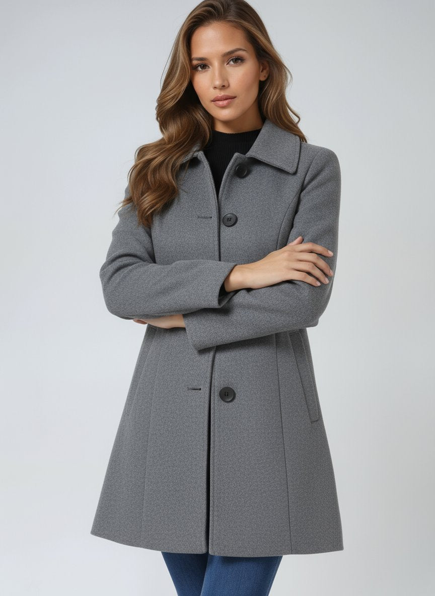 Women's Single-Breasted Structured Winter Trench Coat