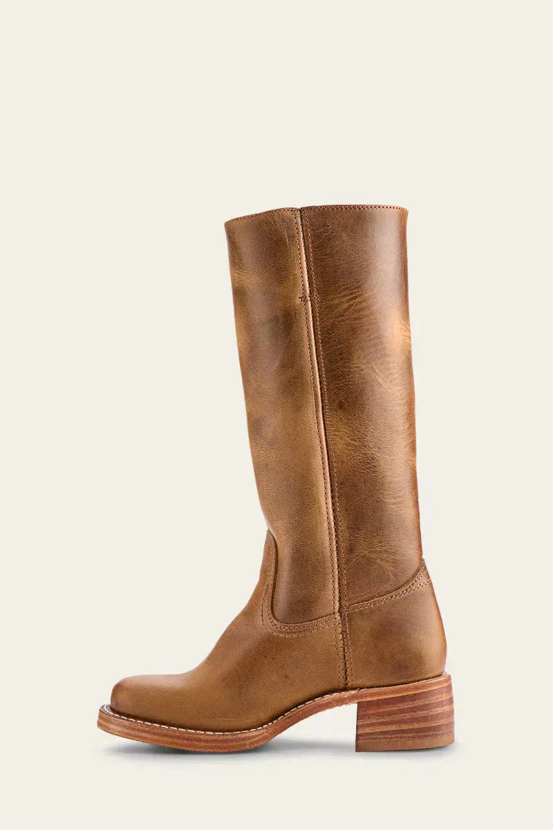 Women's Slim-Fit Leather Knee-High Block-Heel Boots