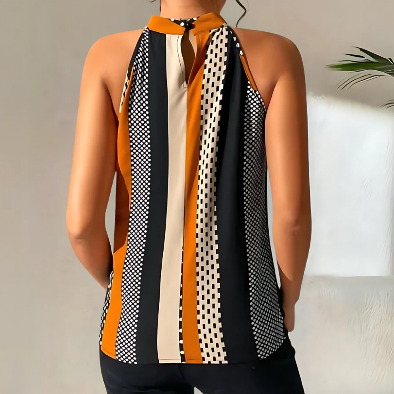 Cara Stripe - Halter Neck Patterned Top