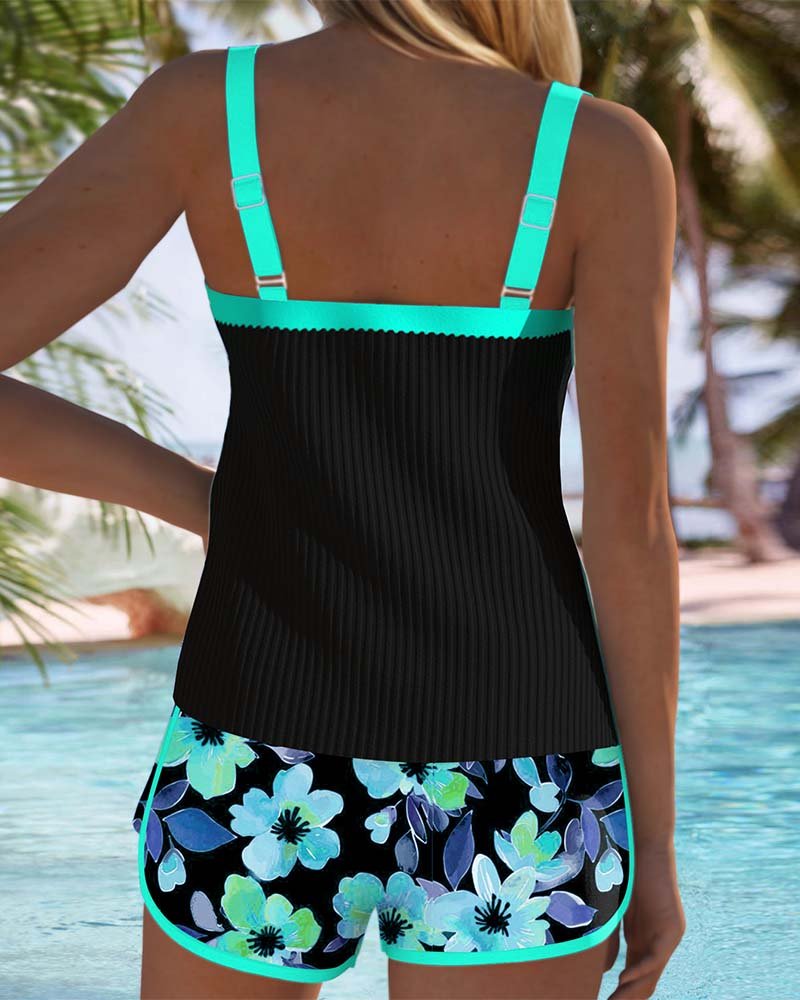 Women's Tummy-Control Flattering Two-Piece Tankini Swimsuit Set
