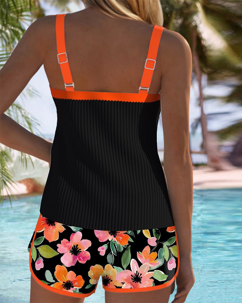 Women's Tummy-Control Flattering Two-Piece Tankini Swimsuit Set
