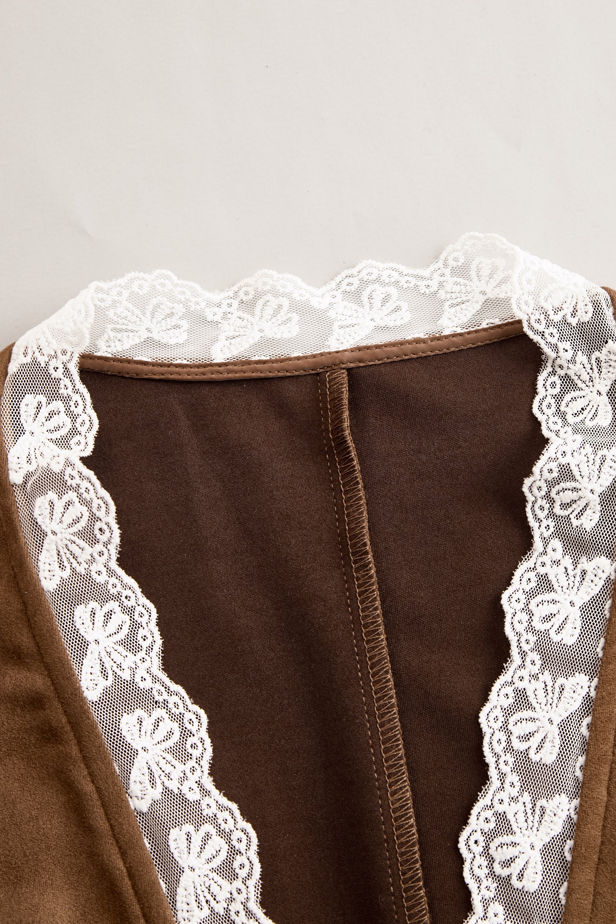 Women's Western Lace Long Sleeve V-Neck Fitted Blouse