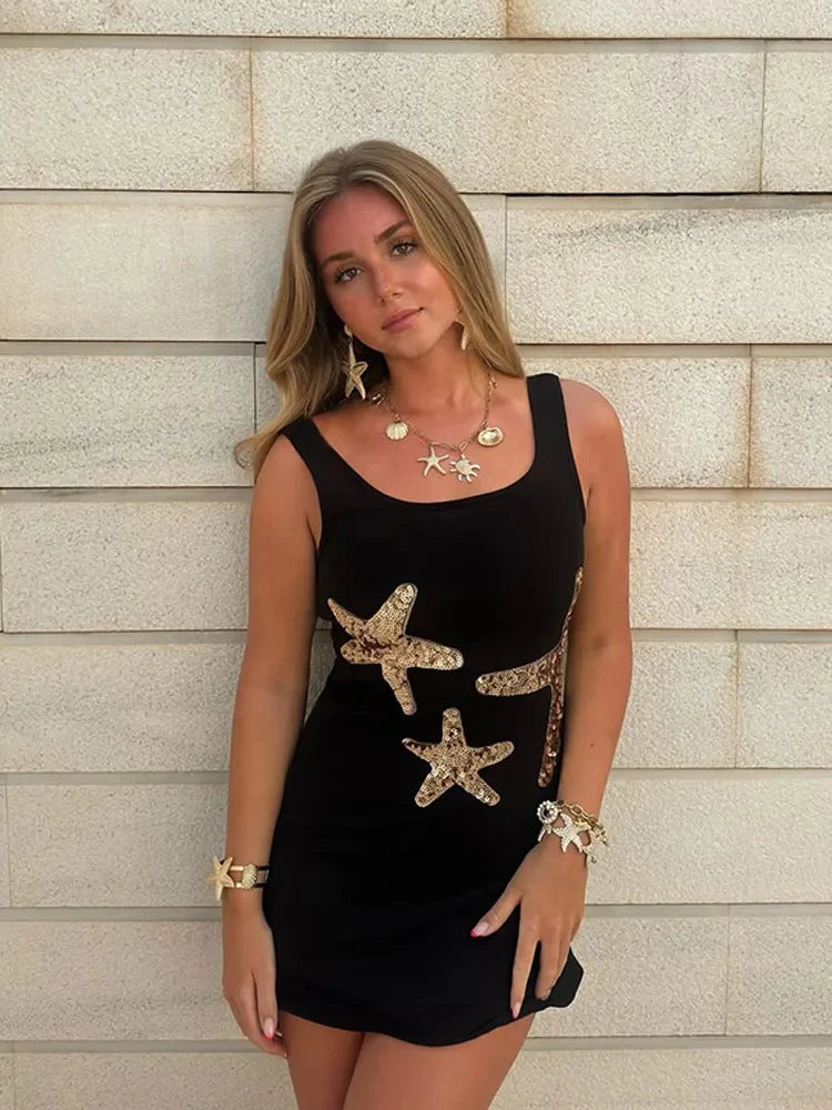 Zoe - Ocean Starfish Embellished Mini Dress