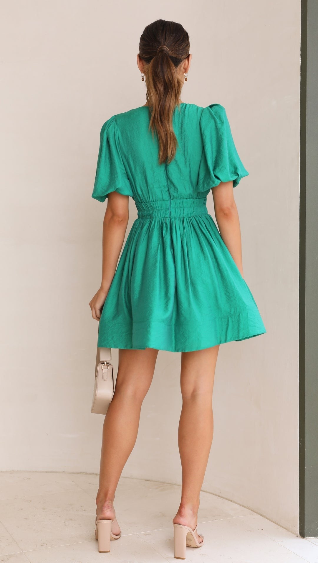 Women's Spring Puff Sleeve Mini Dress