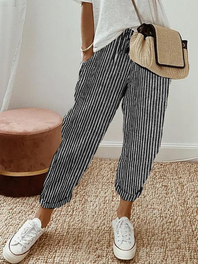 Women’s Casual Drawstring Linen Pants - Relaxed Everyday Comfort